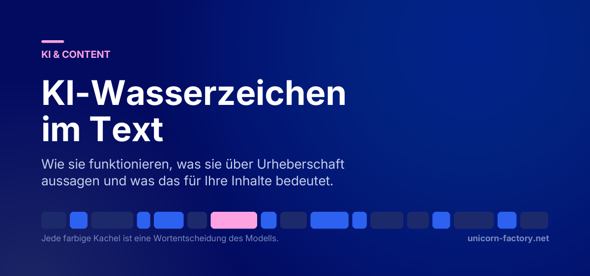 Reihe von Token-Kacheln, von denen ein Teil hervorgehoben ist: das statistische Muster steckt in der Wortauswahl
