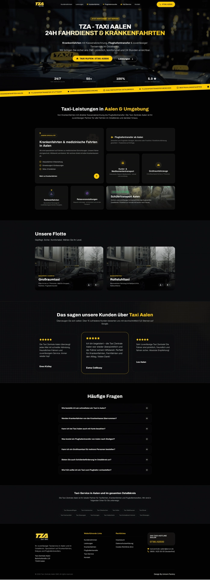 Taxizentrale Aalen – Website-Relaunch mit exklusivem Dark Design